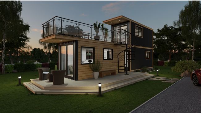Tiny house example - 3D render by Cedreo