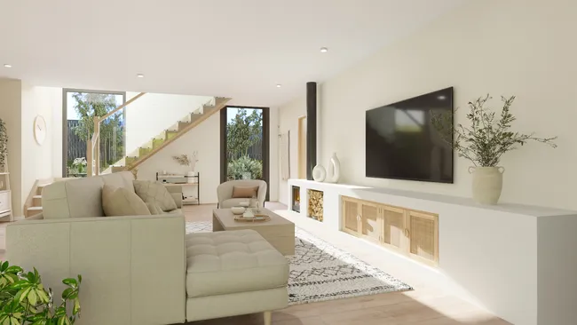 Visuel 3D d'un salon réalisé avec le logiciel Cedreo