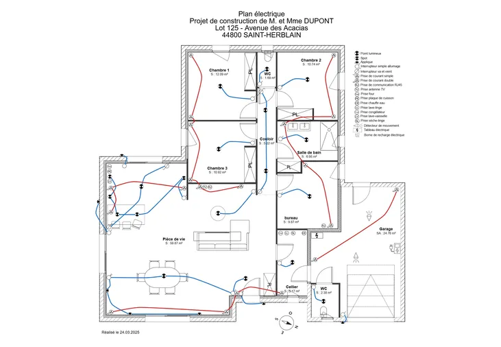 Plan électrique d'une maison entière réalisé avec Cedreo